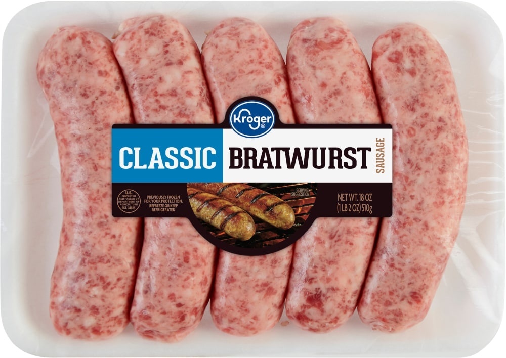 slide 1 of 1, Kroger Bratwurst Sausage, 18 oz