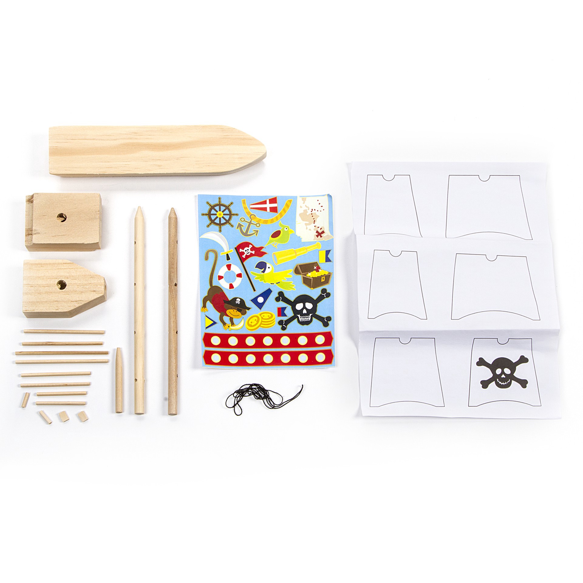 slide 2 of 3, Wooden Model Pirate Ship Kit By Creatology, 9 in x 7.8 in