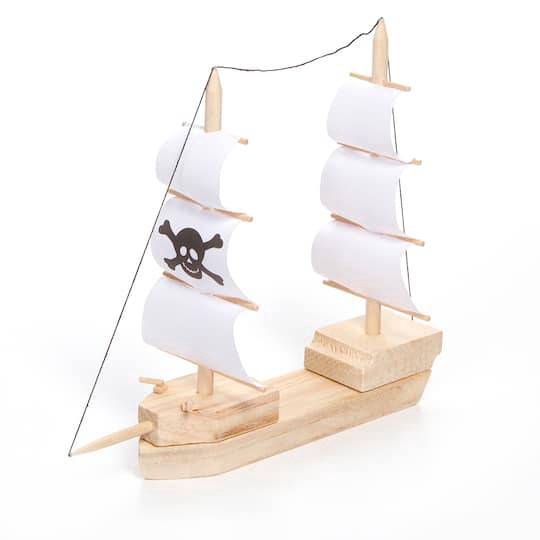 slide 1 of 3, Wooden Model Pirate Ship Kit By Creatology, 9 in x 7.8 in