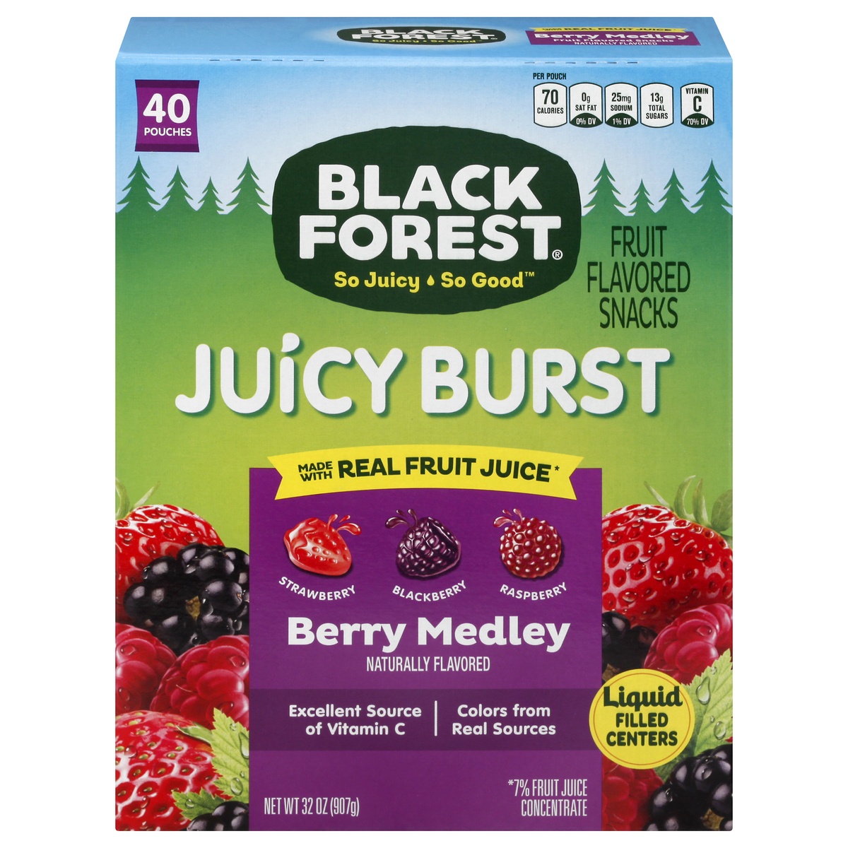 slide 1 of 3, Black Forest 02067 157309 Juicy Burst Berry Medley Fruit Flavored Snacks 40 ct, 40 ct