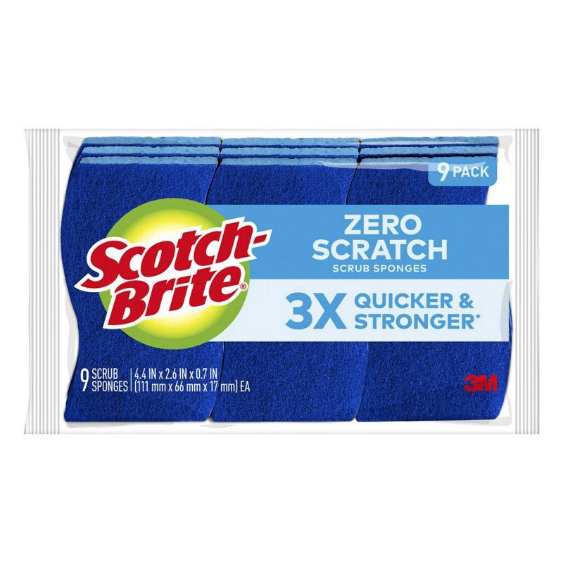 slide 1 of 3, Scotch-Brite Zero-Scratch Scrub Sponges - 9ct, 9 ct