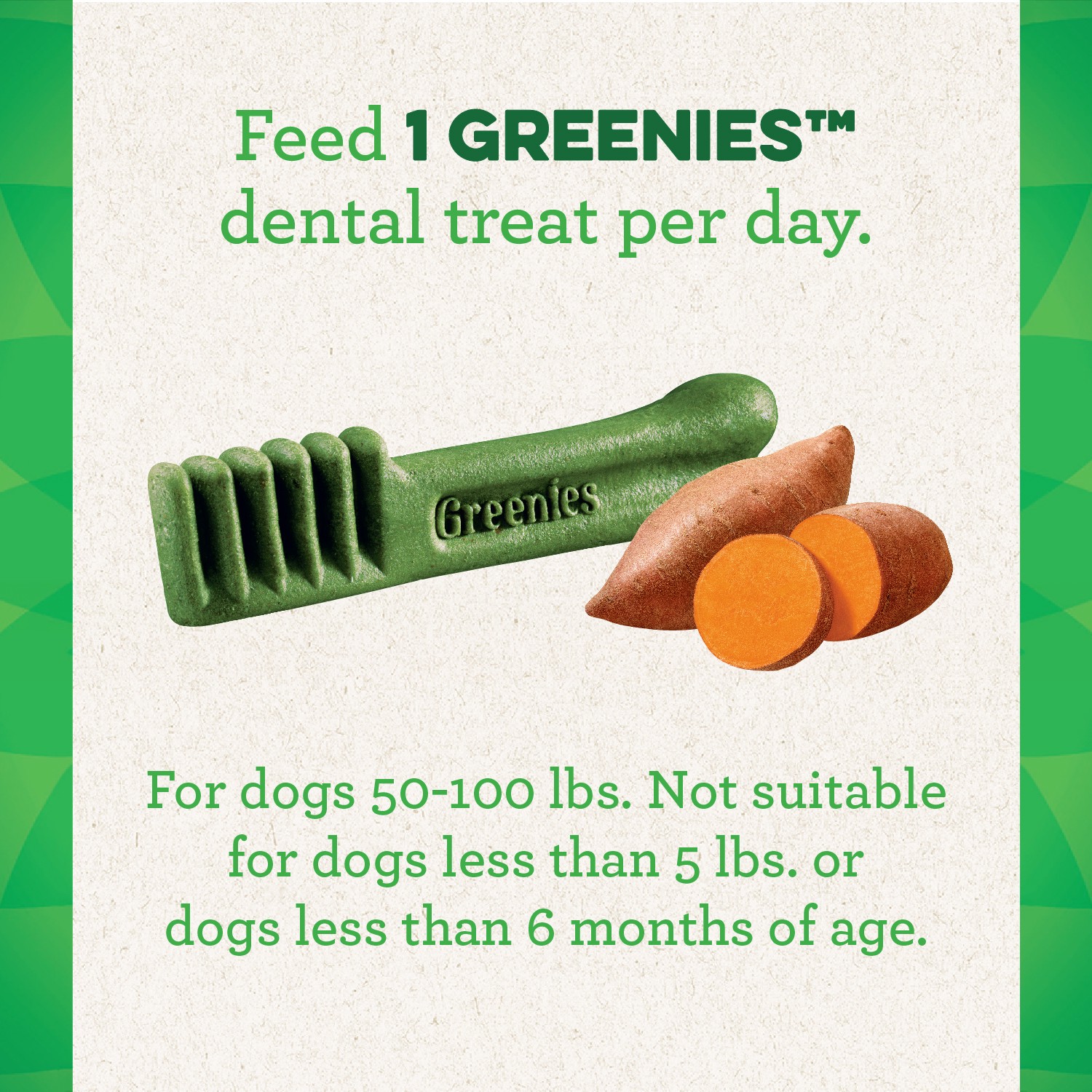 slide 3 of 3, Greenies Dental Treats Large 50-100 Lbs (22-45 Kgs) Daily Sweet Potato Flavor Dog Treats Value Pack 24 Each, 1 ct