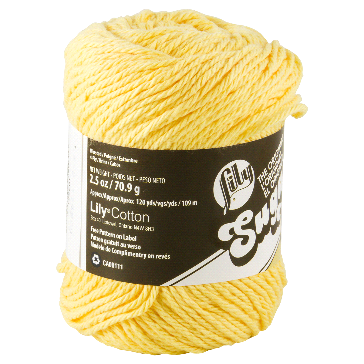 Lily Sugar N' Cream Yarn - 2.5 oz, 4-Ply, Yellow