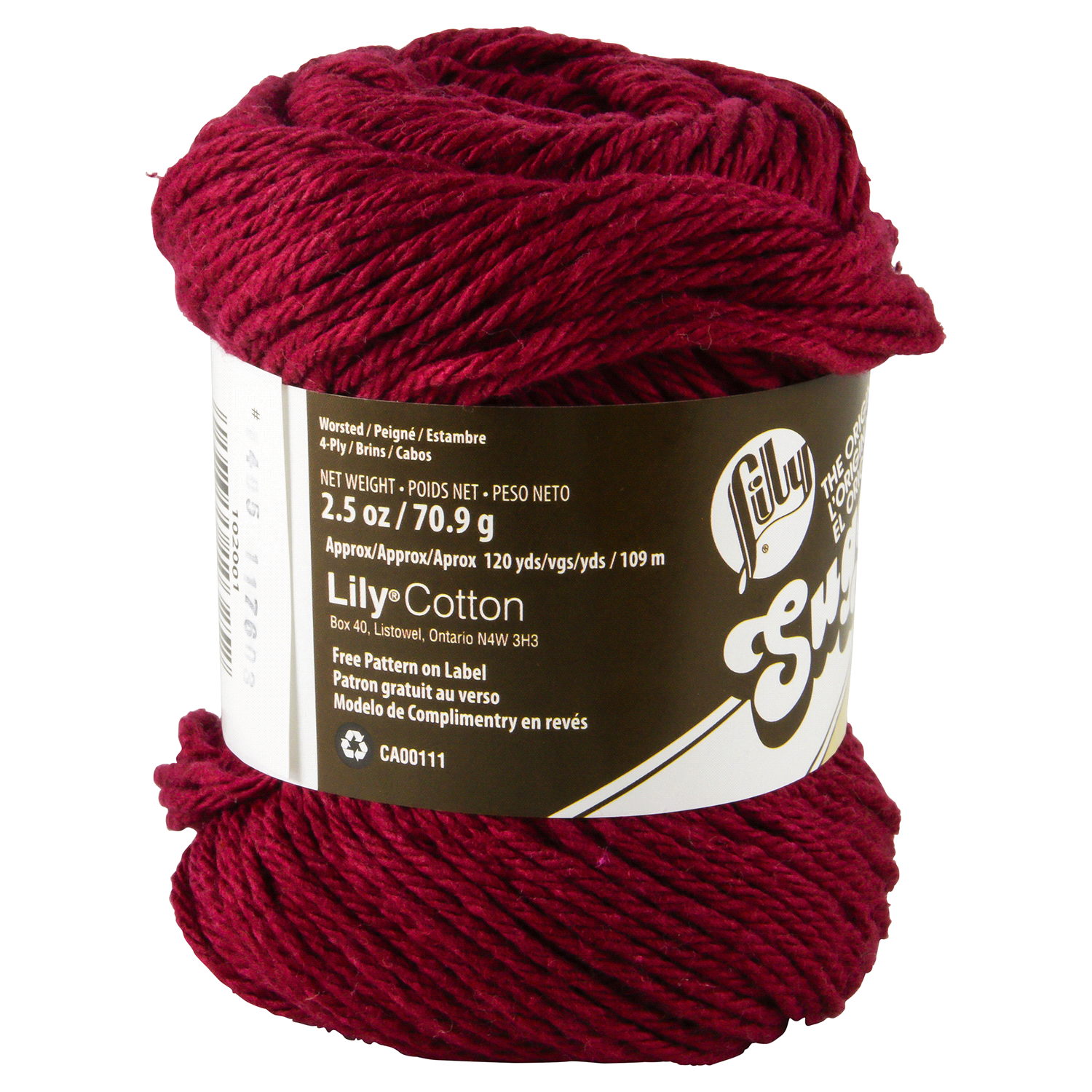 slide 2 of 3, Lily Sugar 'n Cream Yarn - Wine, 1 ct