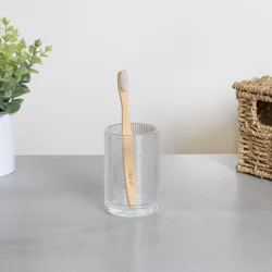 Room & Retreat Cordelia Tumbler for Countertop Storage, Clear Ribbed Glass