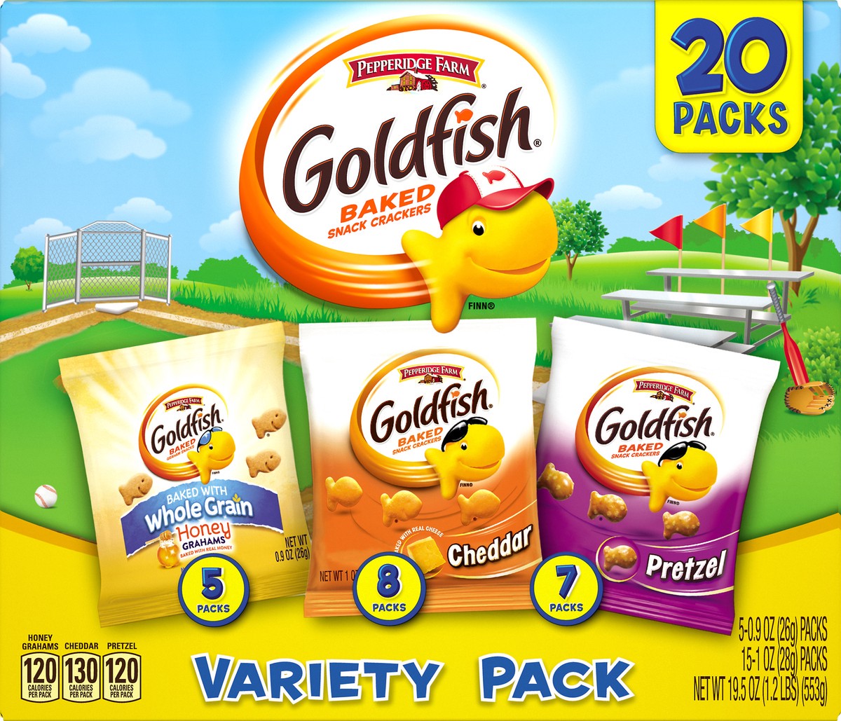 slide 1 of 12, Goldfish Variety Pack Baked Snack Crackers 20 ea, 20 ct