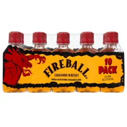 Fireball Cinnamon Wine Based Liqueur, 50ml Plastic Bottles, 10 Count, 42 Proof