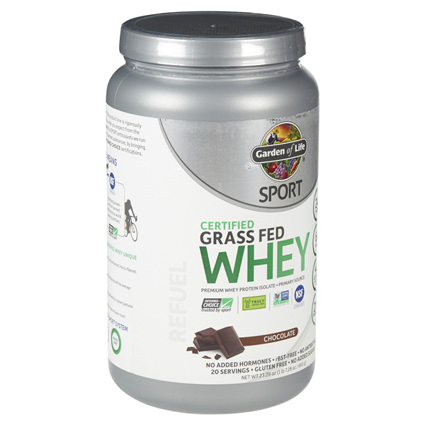 slide 4 of 29, Garden of Life Sport Certified Grass Fed Chocolate Whey Protein Powder, 23.7 oz