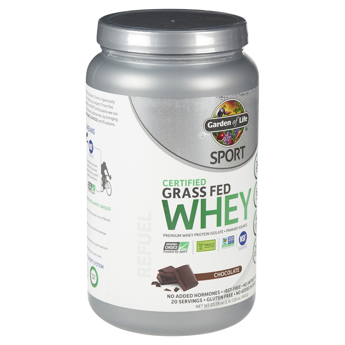 slide 5 of 29, Garden of Life Sport Certified Grass Fed Chocolate Whey Protein Powder, 23.7 oz
