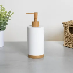 Room & Retreat Amara Soap Dispenser or Lotion Pump, White with Faux Wood