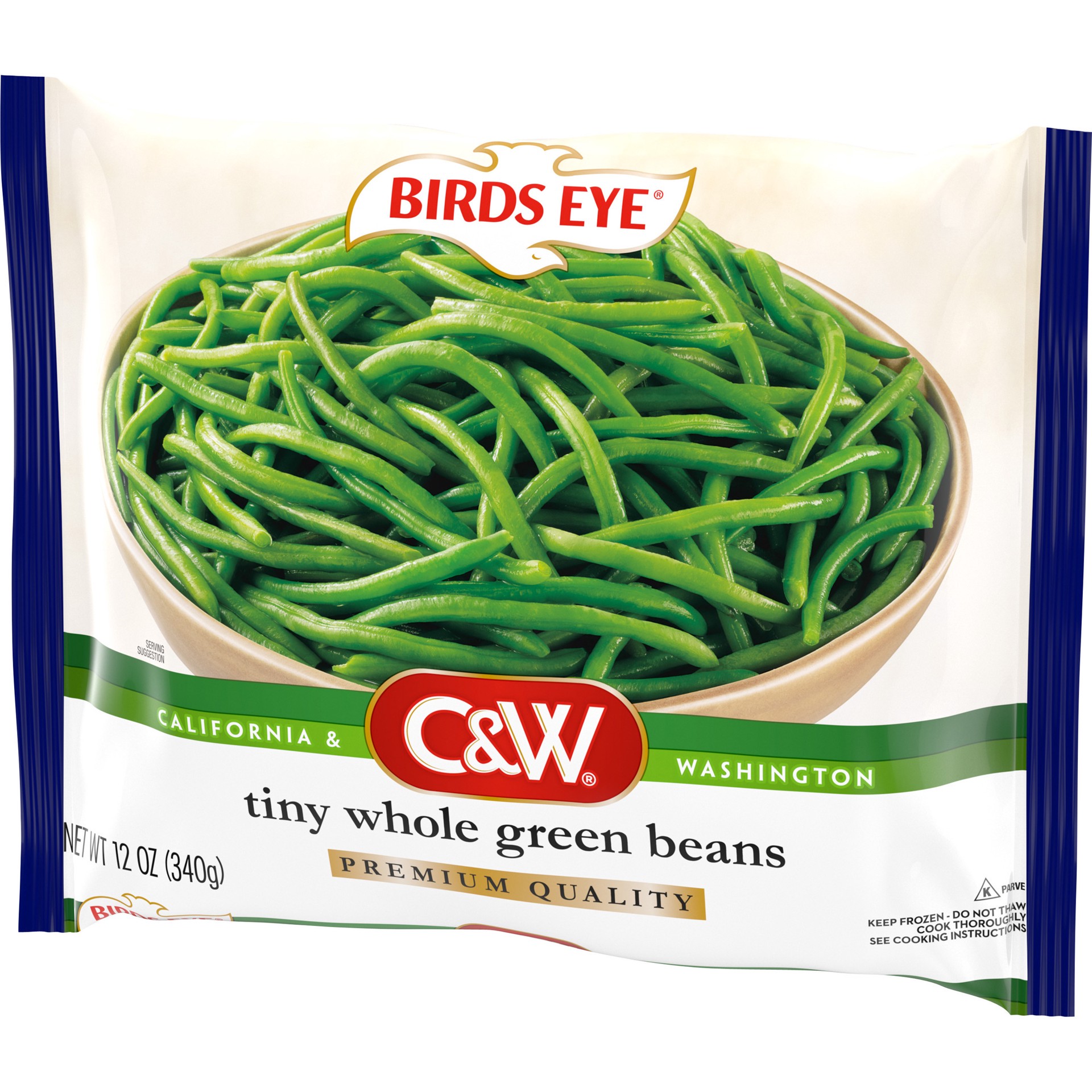 slide 2 of 5, Birds Eye C&W Tiny Whole Green Beans, Frozen Vegetable, 12 OZ, 