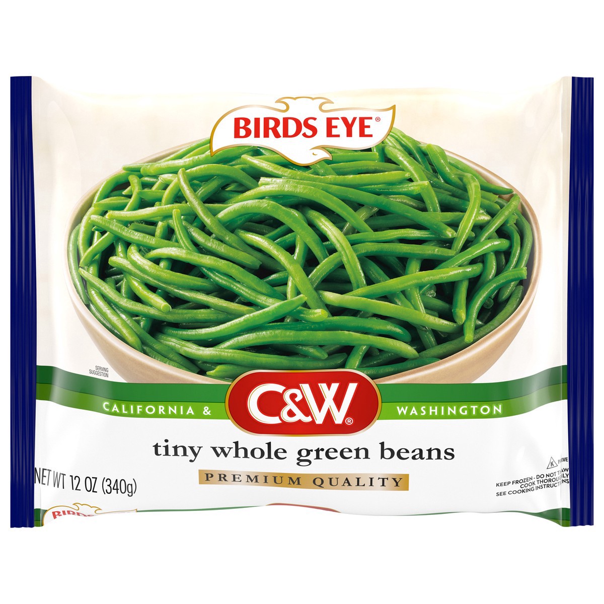 slide 1 of 5, Birds Eye C&W Tiny Whole Green Beans, Frozen Vegetable, 12 OZ, 