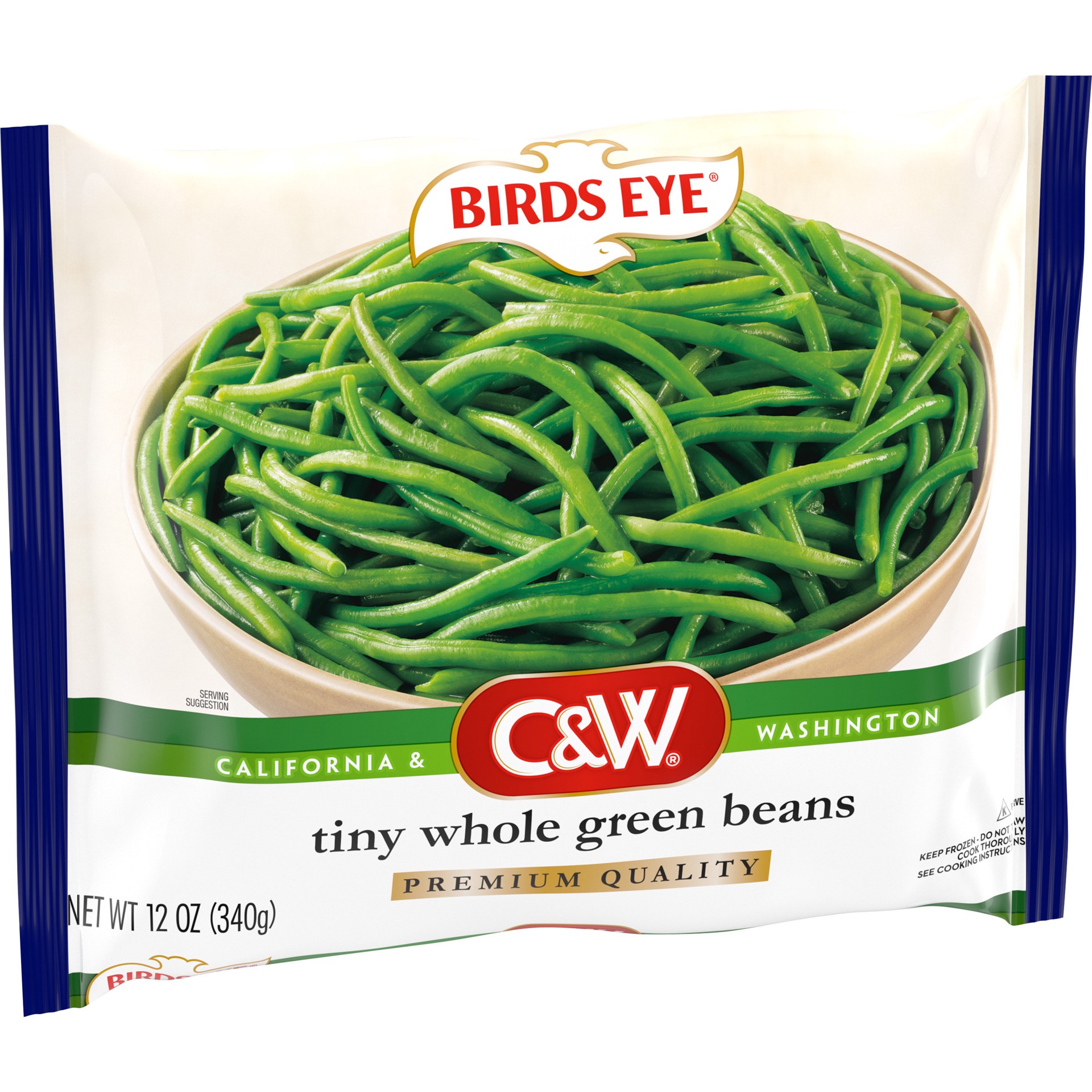 slide 5 of 5, Birds Eye C&W Tiny Whole Green Beans, Frozen Vegetable, 12 OZ, 