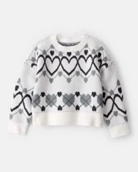 Carter's Girls Heart Sweater - White White 6-6X
