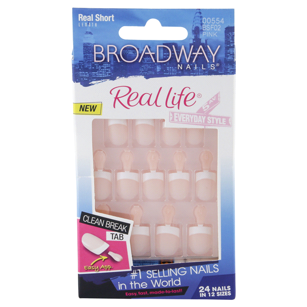 slide 1 of 1, Broadway Nails Real Life Real Short Length Pink Nail Kit, 1 ct