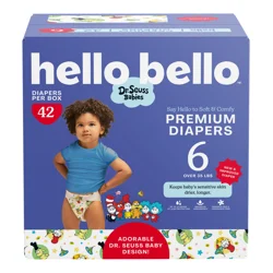 Hello Bello Diapers Premium Club, Dr. Seuss, Size 6, 42 Count