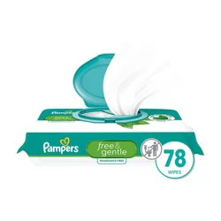 Pampers Free & Gentle 100% Plant-Based Fragrance Free Baby Wipes
