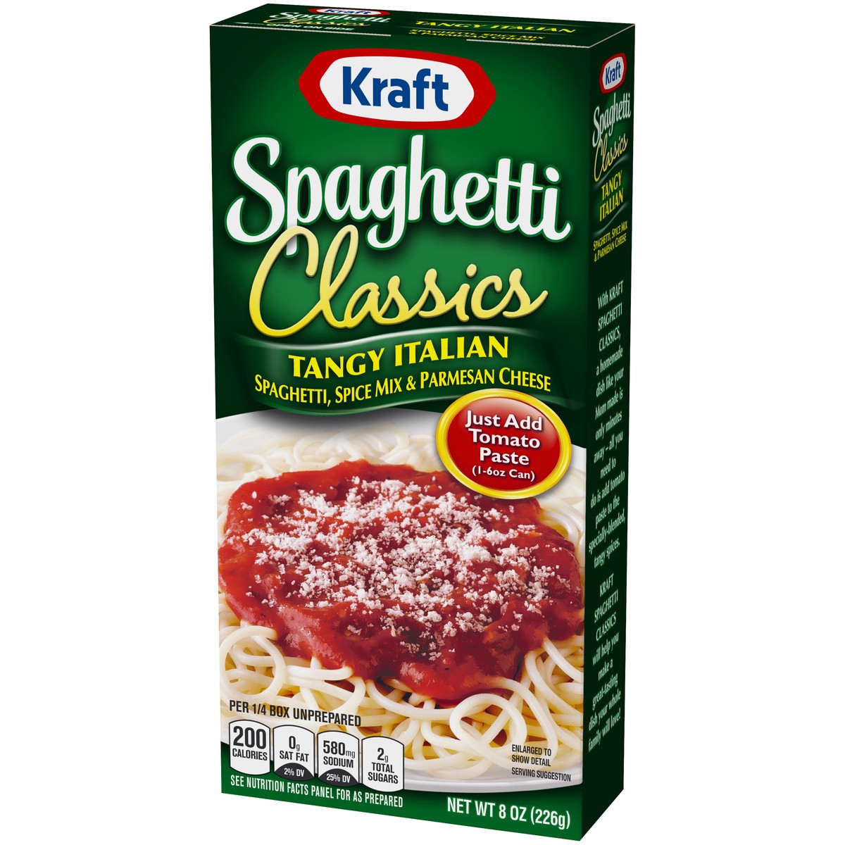 slide 7 of 14, Kraft Spaghetti Classics Tangy Italian Spaghetti, Spices, & Parmesean Cheese Meal Mix, 8 oz Box, 8 oz