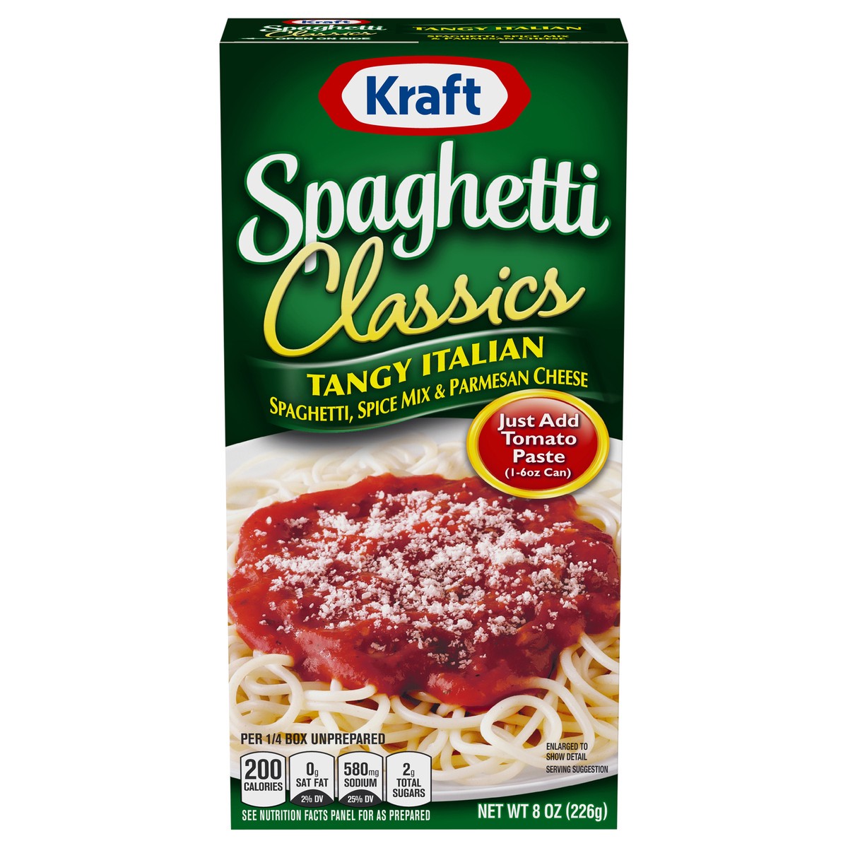 slide 7 of 14, Kraft Spaghetti Classics Tangy Italian Spaghetti, Spices, & Parmesean Cheese Meal Mix, 8 oz Box, 8 oz