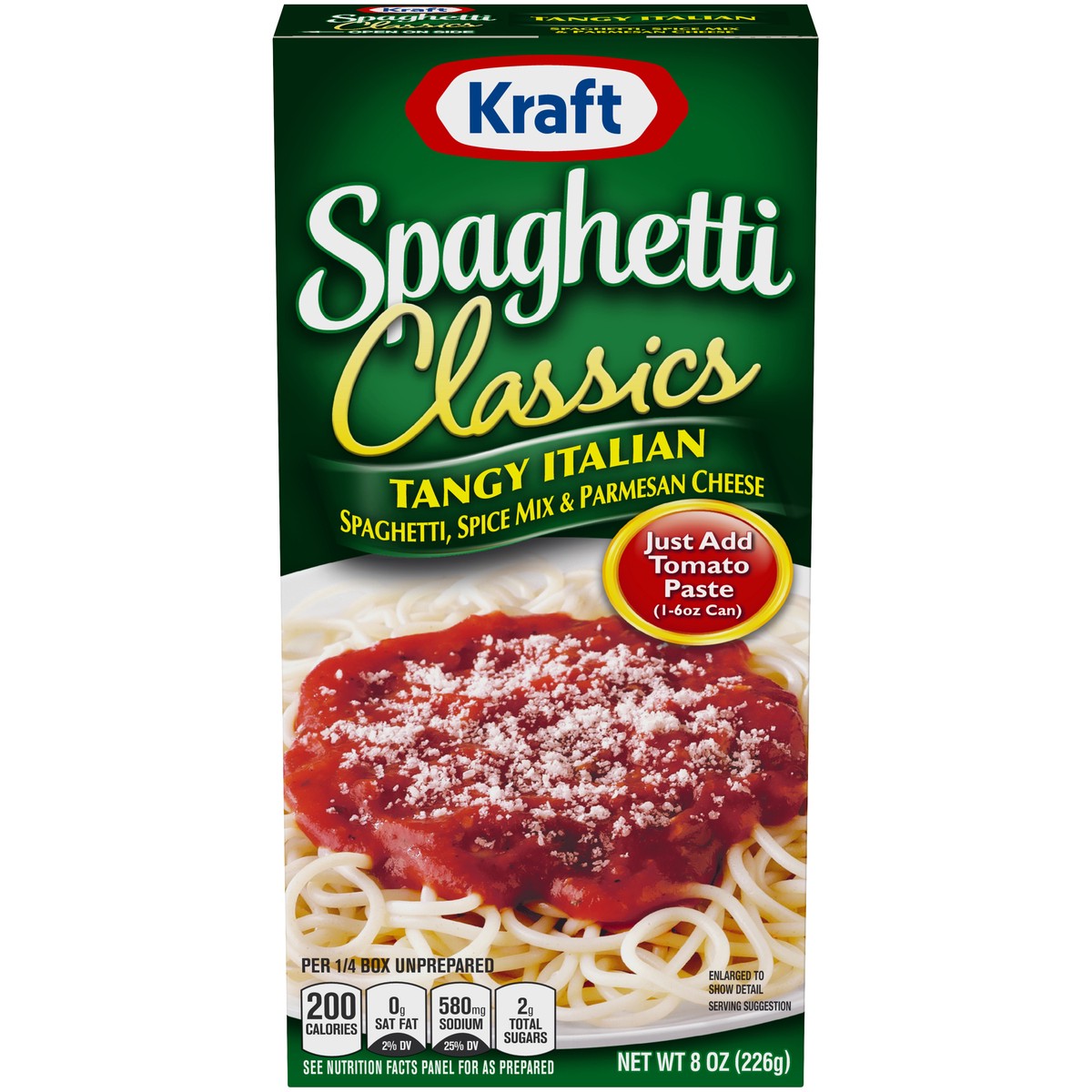 slide 1 of 14, Kraft Spaghetti Classics Tangy Italian Spaghetti, Spices, & Parmesean Cheese Meal Mix, 8 oz Box, 8 oz