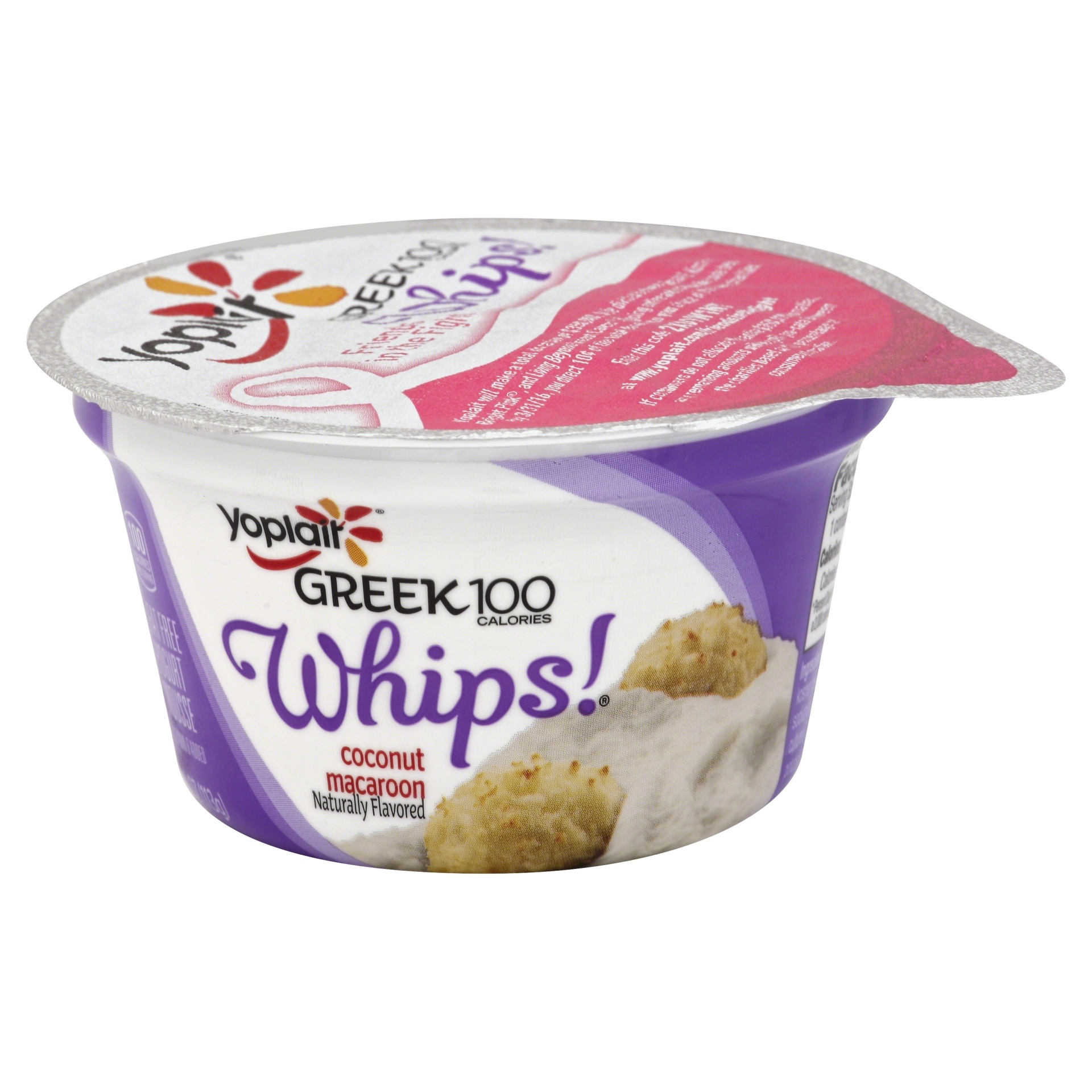 slide 1 of 1, Yoplait Greek 100 Whips Coconut Macaroon, 4 oz