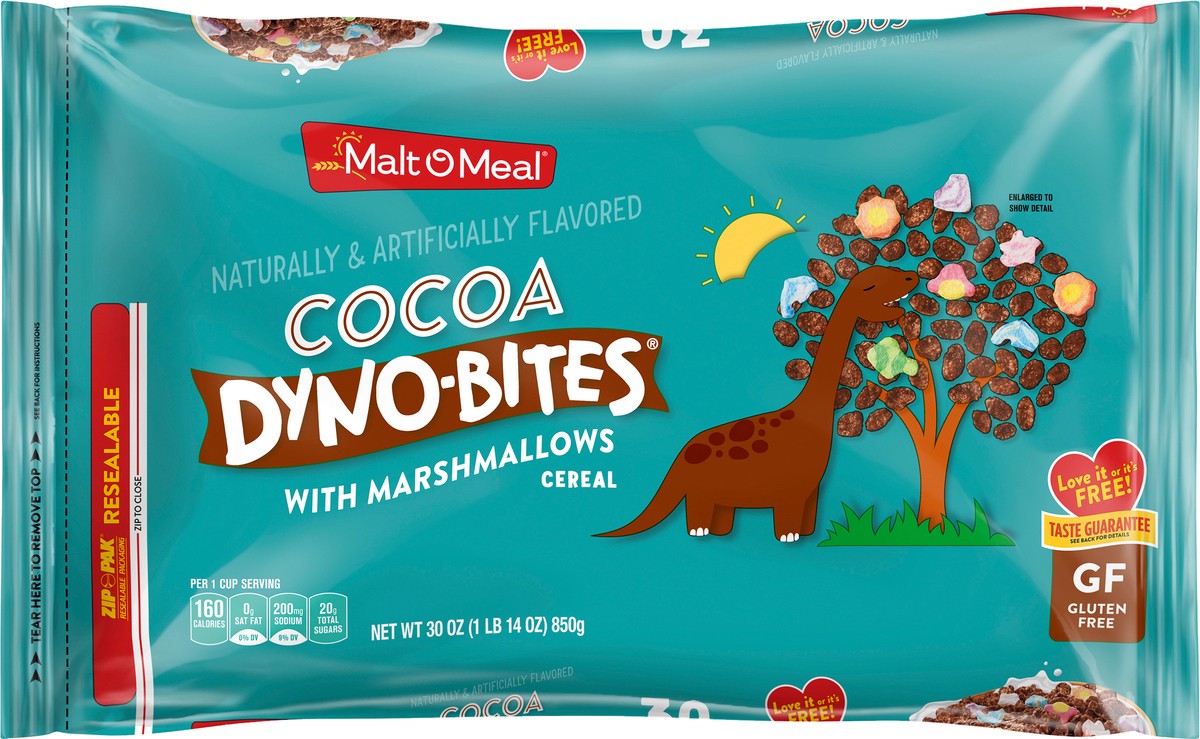 slide 6 of 7, Malt-O-Meal Cocoa Dyno Bites with Marshmallows Gluten Free Breakfast Cereal, 30 OZ Bag, 30 oz