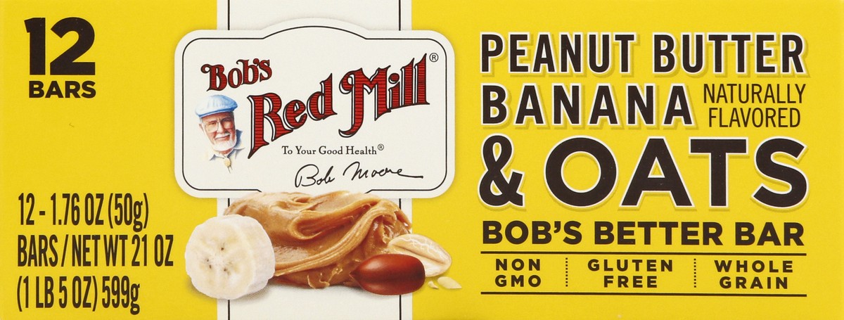 slide 1 of 7, Bob's Red Mill Peanut Butter Banana & Oats Bar 1.76 oz Wrapper, 1.76 oz