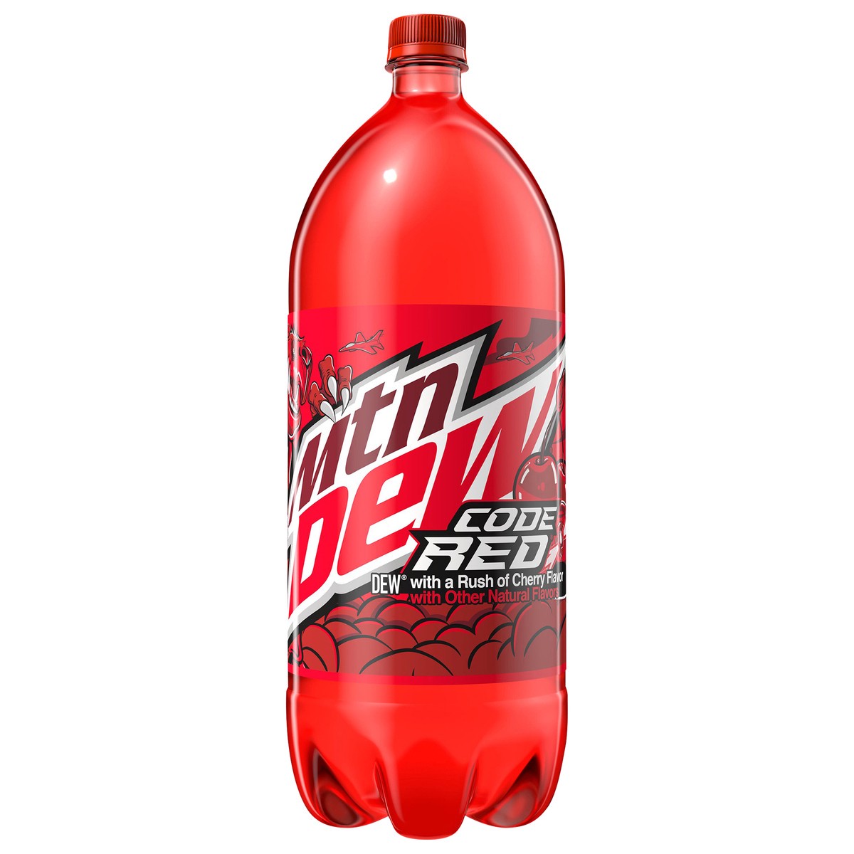 slide 1 of 4, Mountain Dew Code Red DEW With A Rush Of Cherry 2 Liter, 2.10 qt