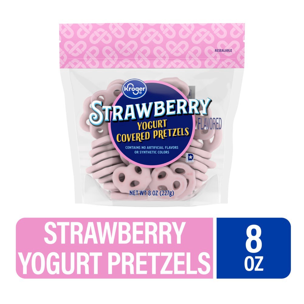 slide 1 of 1, Kroger Strawberry Yogurt Covered Pretzels, 8 oz