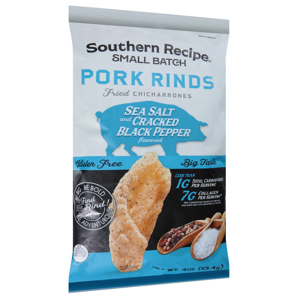 slide 7 of 9, Southern Recipe Sea Salt and Cracked Black Pepper Pork Rinds 4 oz, 4 oz