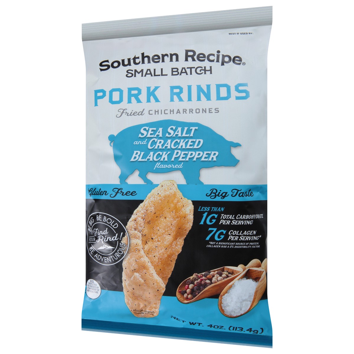 slide 9 of 9, Southern Recipe Sea Salt and Cracked Black Pepper Pork Rinds 4 oz, 4 oz