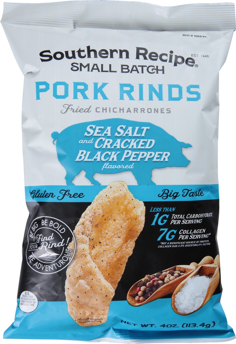 slide 3 of 9, Southern Recipe Sea Salt and Cracked Black Pepper Pork Rinds 4 oz, 4 oz