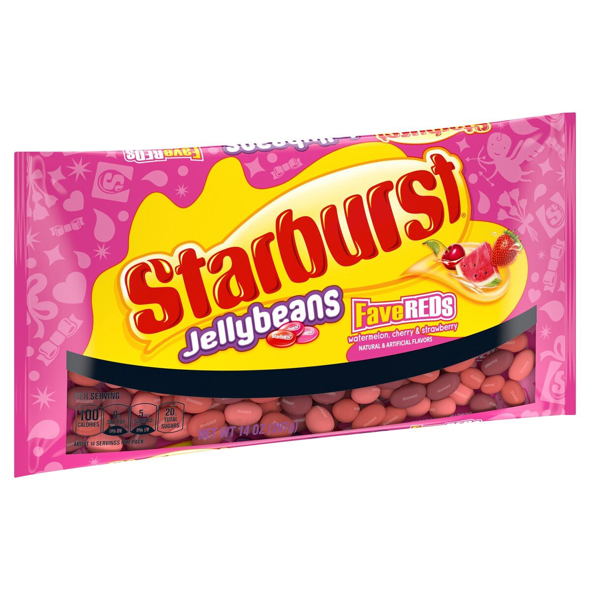 slide 6 of 8, STARBURST FaveRED's Jellybeans Valentine's Day Candy Bag, 14 ounce, 14 oz