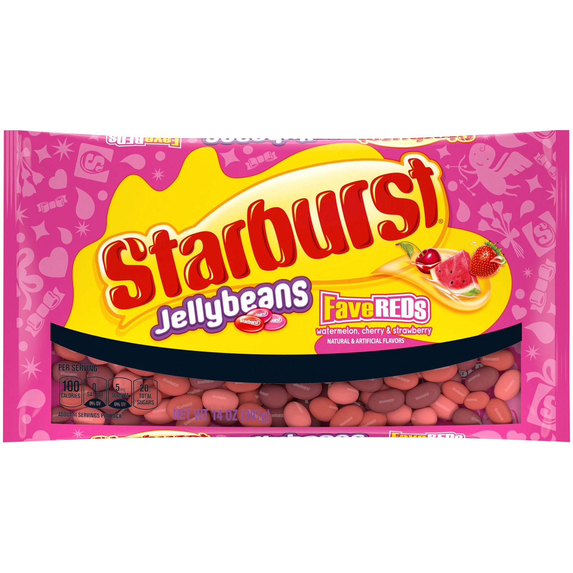 slide 1 of 8, STARBURST FaveRED's Jellybeans Valentine's Day Candy Bag, 14 ounce, 14 oz