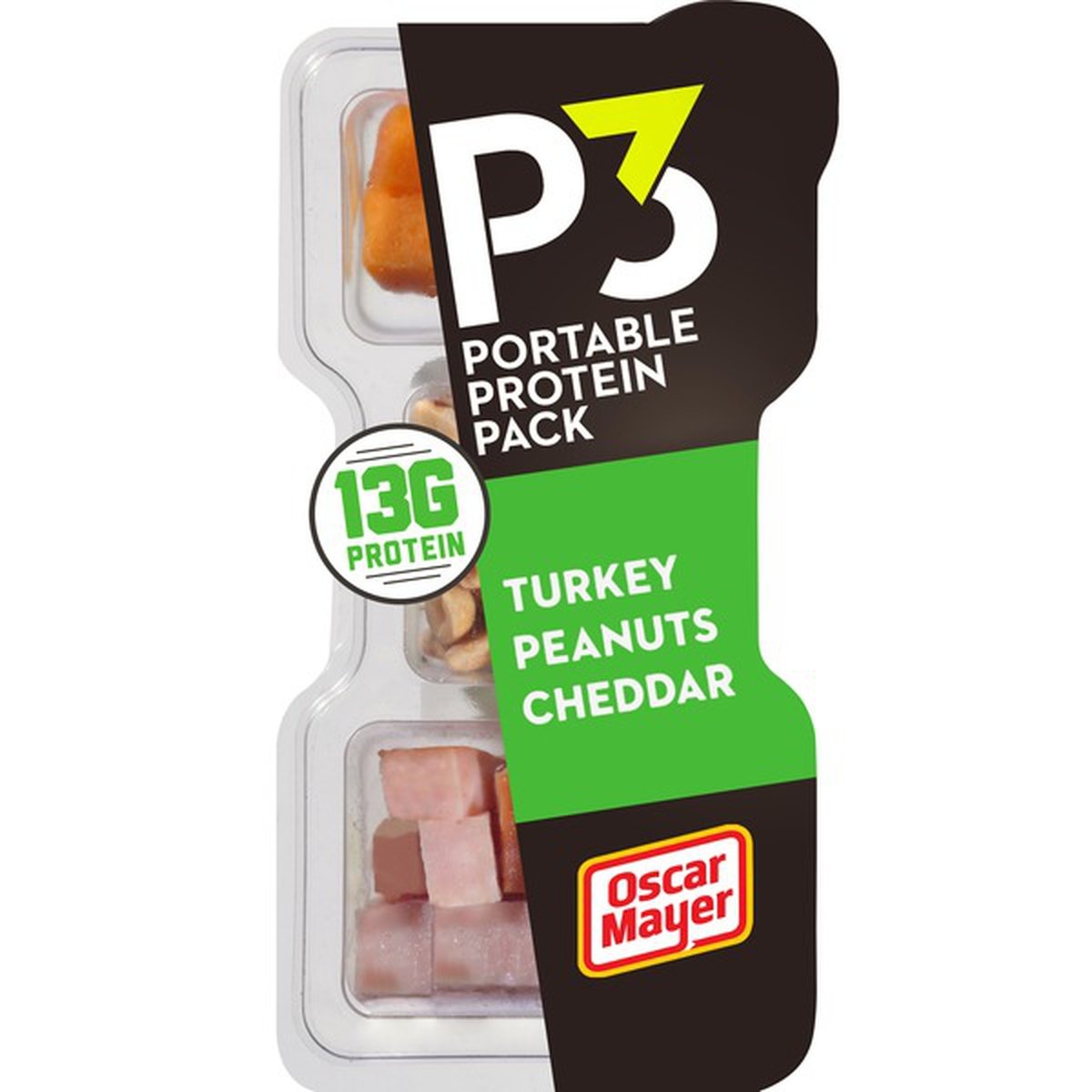 slide 1 of 1, Oscar Mayer Portable Protein Snack Pack With Turkey, Peanuts & Cheddar Cheese, 2 oz