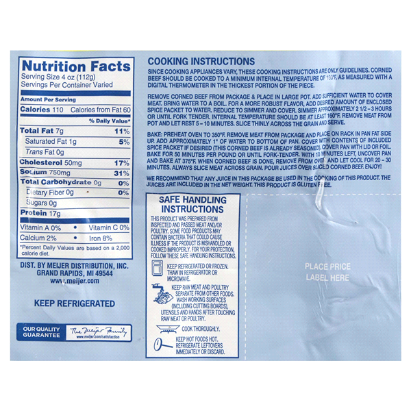 slide 2 of 13, FRESH FROM MEIJER Meijer Corned Beef Flat Cut Low Sodium, per lb