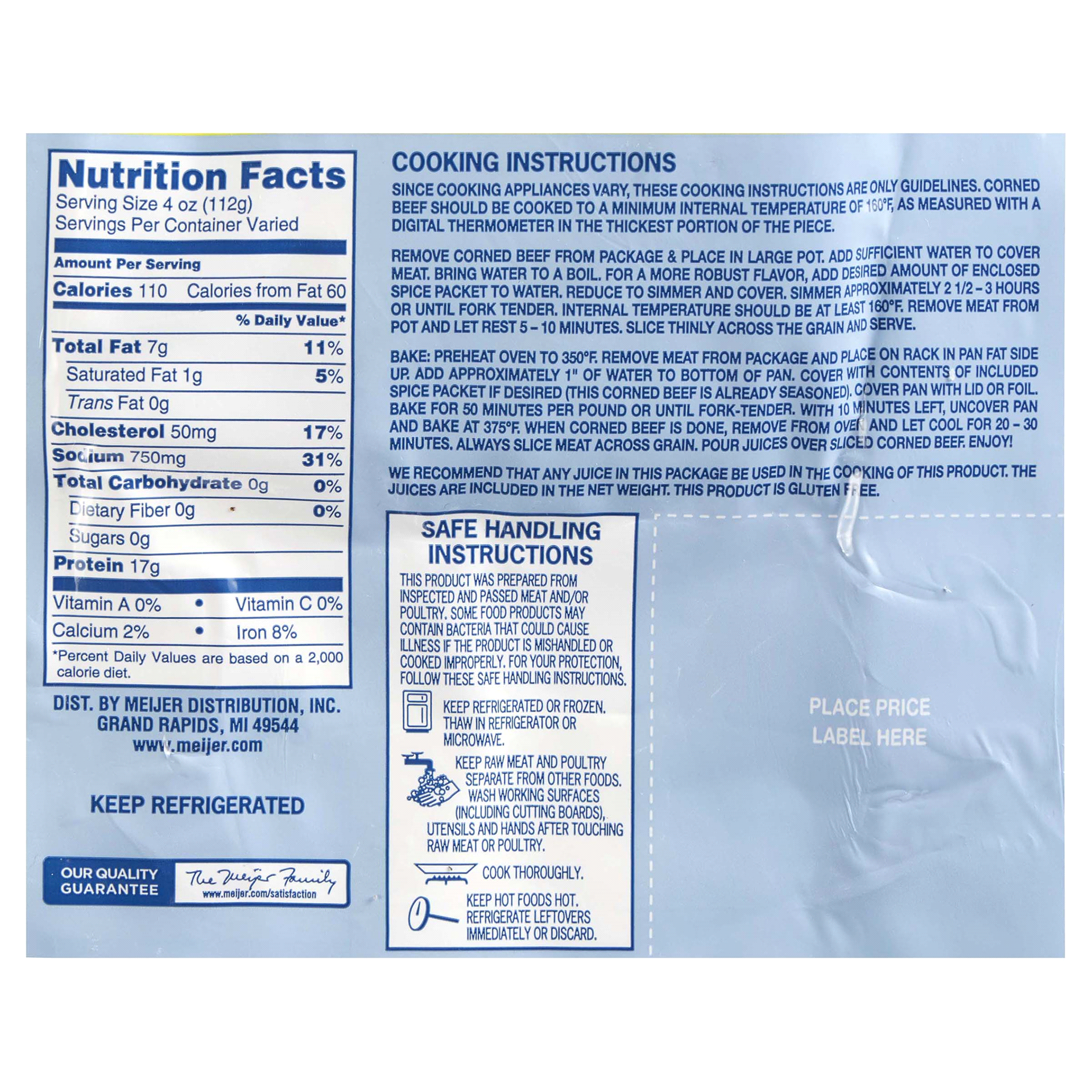 slide 8 of 13, FRESH FROM MEIJER Meijer Corned Beef Flat Cut Low Sodium, per lb