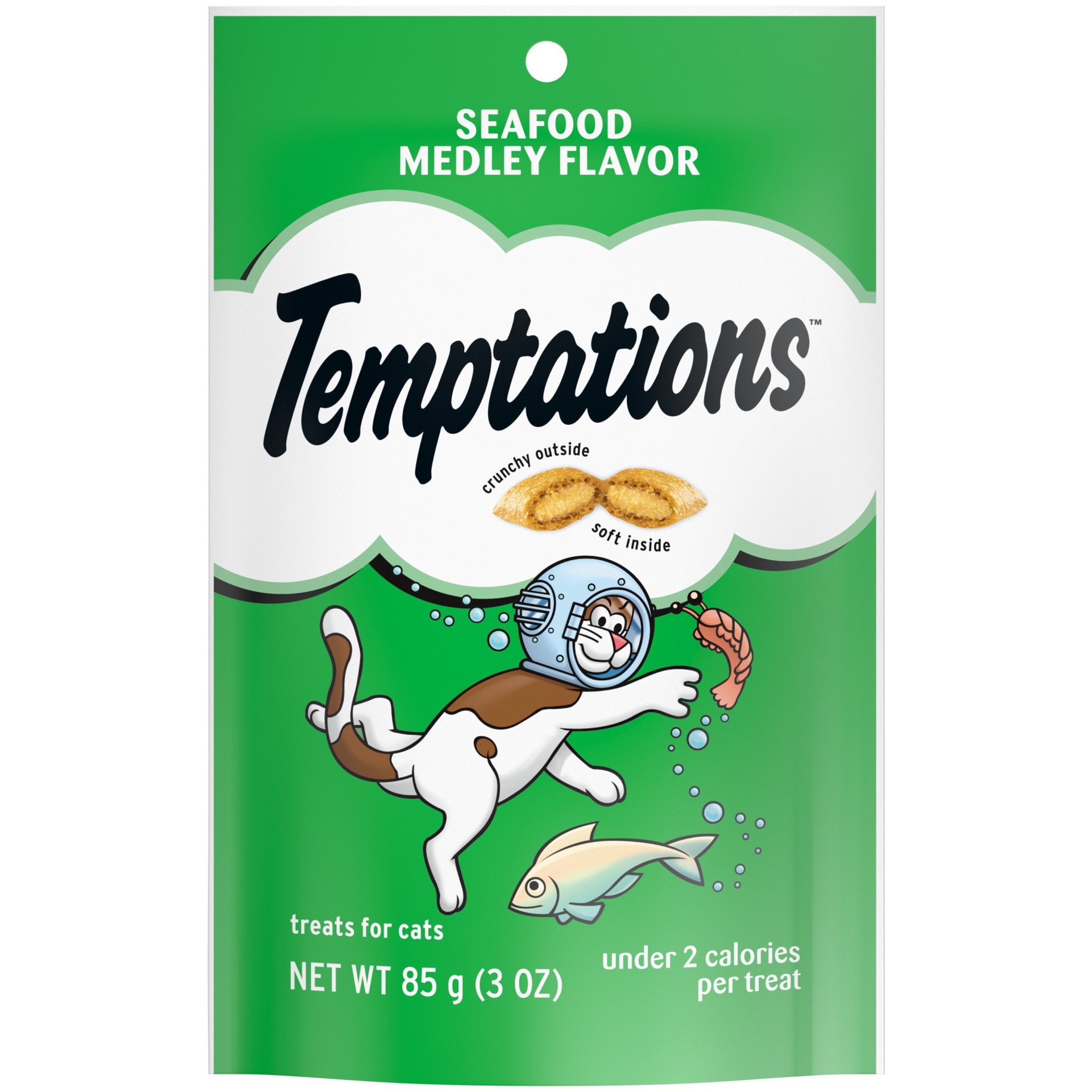 slide 1 of 3, Temptations Seafood Medley Flavour Cat Treats 85 g, 85 g