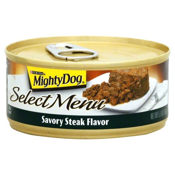 slide 1 of 1, Purina Mighty Dog Savory Steak Flavor Dog Food, 5.5 oz