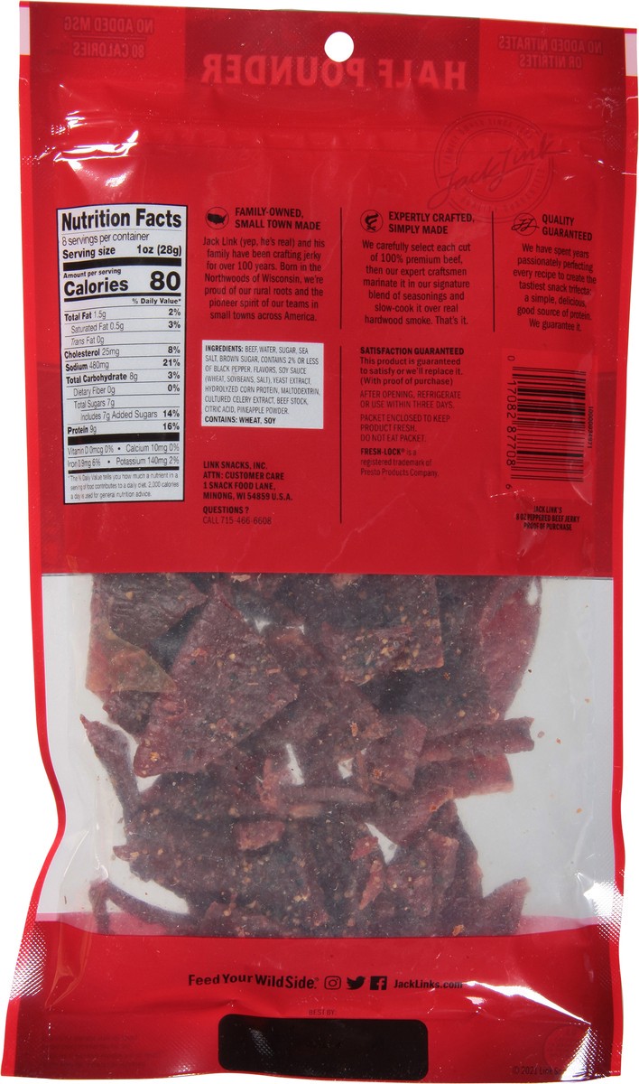 slide 9 of 13, Jack Link's Half Pounder Peppered Beef Jerky 8 oz, 8 oz