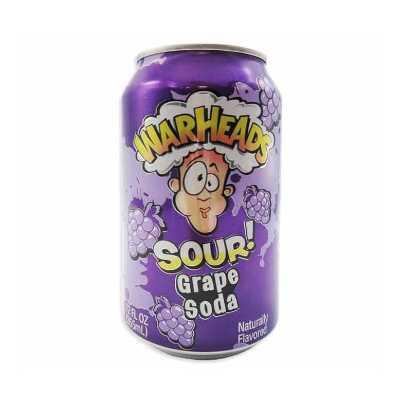 slide 1 of 1, Warheads Grape Soda Can, 12 oz