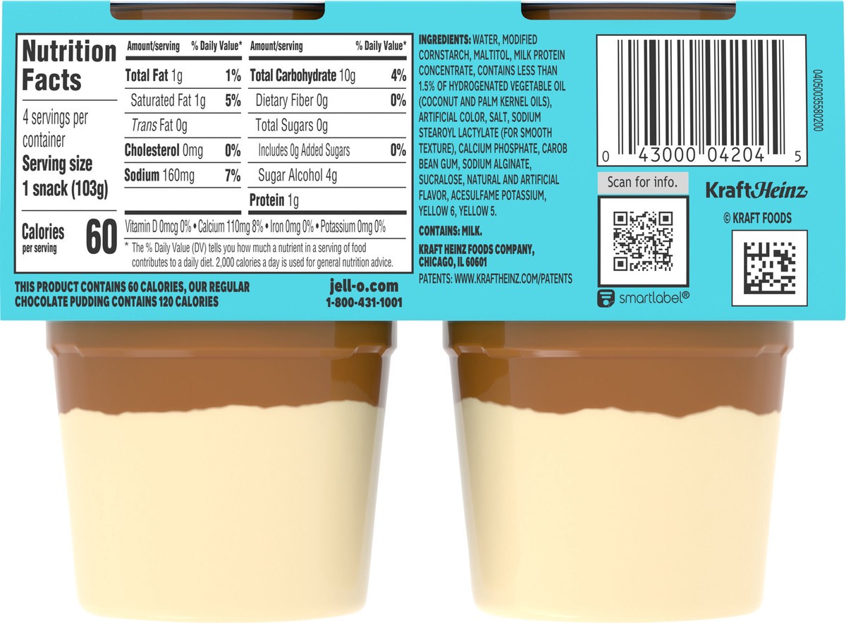 slide 5 of 9, Jell-O Dulce de Leche Artificially Flavored Zero Sugar Ready-to-Eat Pudding Snack Cups, 4 ct Cups, 4 ct