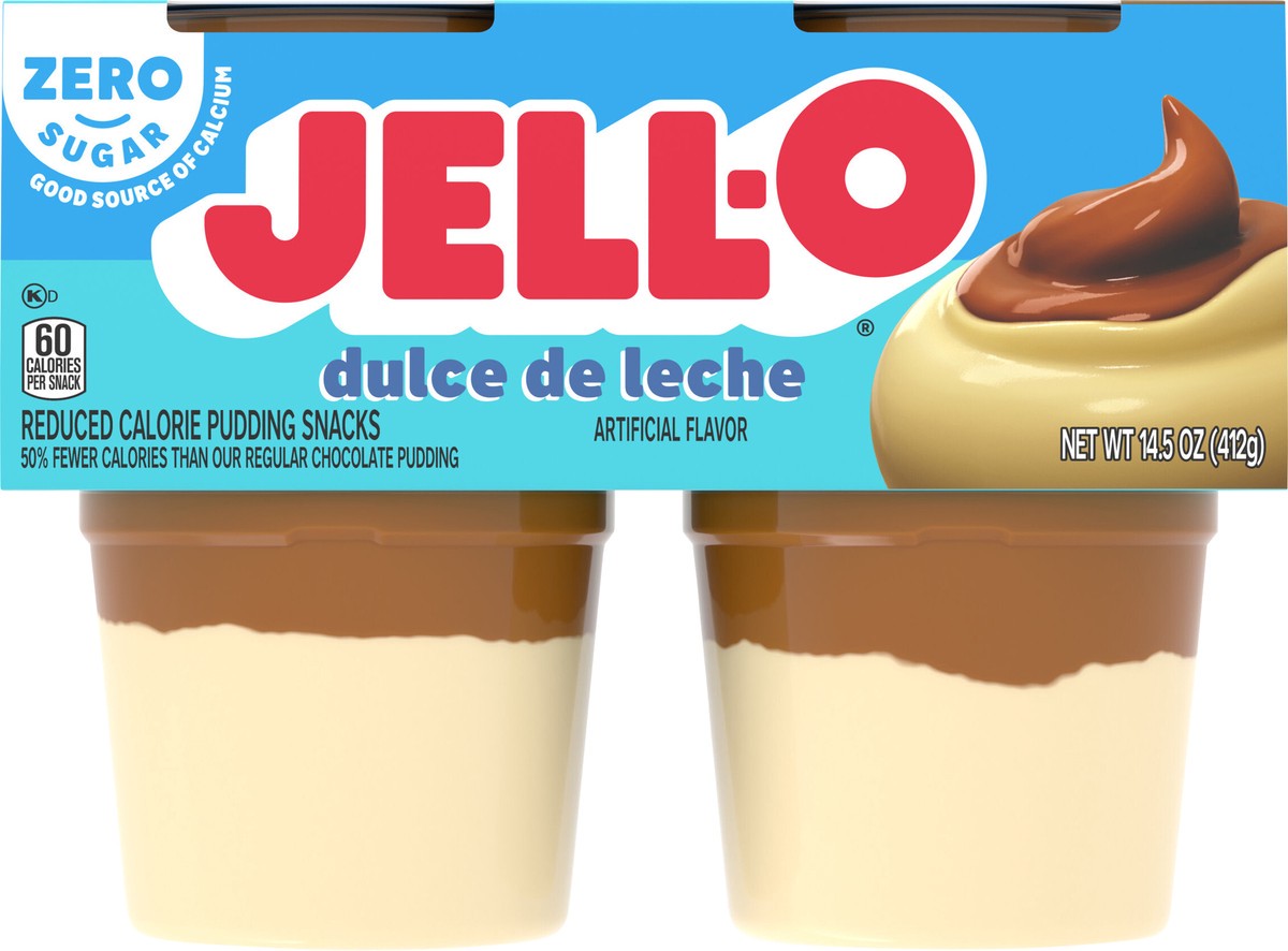 slide 7 of 9, Jell-O Dulce de Leche Artificially Flavored Zero Sugar Ready-to-Eat Pudding Snack Cups, 4 ct Cups, 4 ct