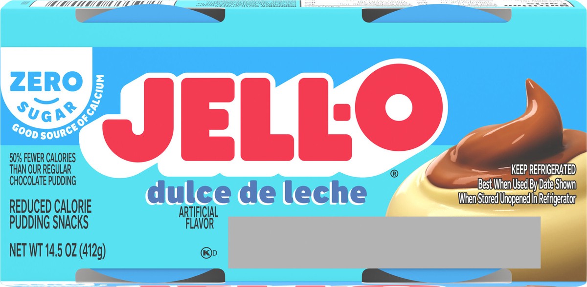 slide 2 of 9, Jell-O Dulce de Leche Artificially Flavored Zero Sugar Ready-to-Eat Pudding Snack Cups, 4 ct Cups, 4 ct