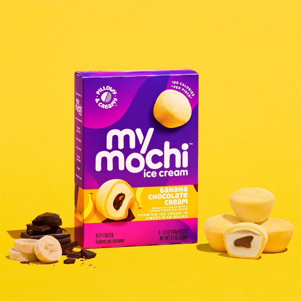 slide 3 of 4, My/Mo Mochi Ice Cream Banana Chocolate Cream, 6 ct