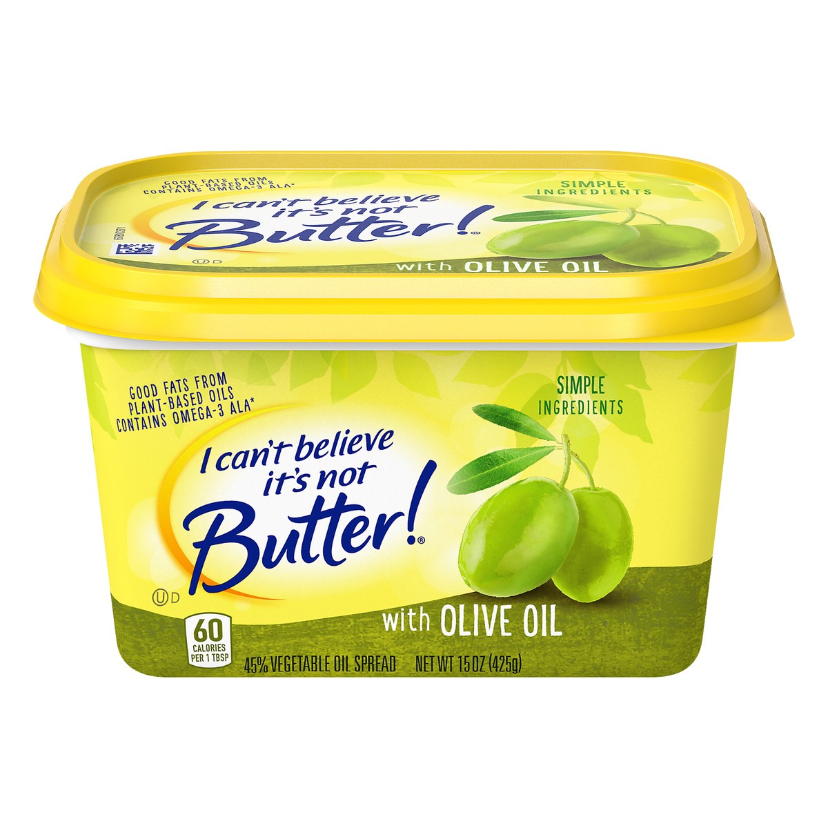 slide 1 of 8, I Can't Believe It's Not Butter! Vegetable Oil Spread with Olive Oil, 15 oz