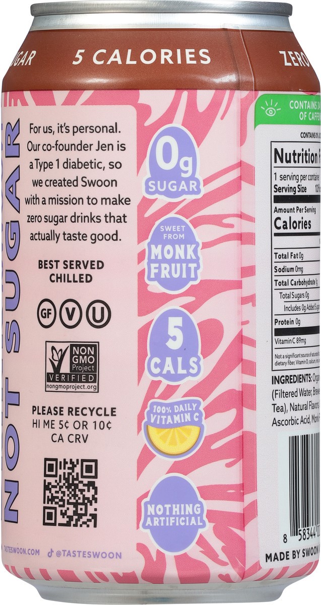 slide 3 of 9, Swoon 12oz Zero Sugar Raspberry Tea, 12 fl oz