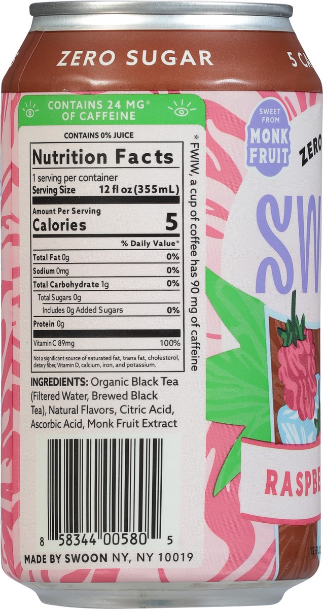 slide 4 of 9, Swoon 12oz Zero Sugar Raspberry Tea, 12 fl oz