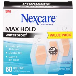 Nexcare Max Hold Waterproof Bandages, One Size - 60 count