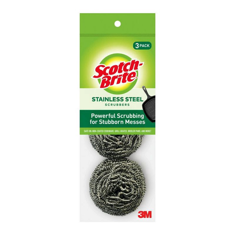 slide 1 of 9, Scotch-Brite Stainless Steel Scrubbers 3 ea, 3 ct